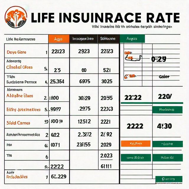 Life insurance rate chart showing premiums by age