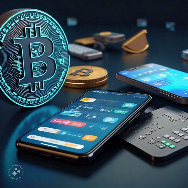 Visual representation of various digital payment methods including cryptocurrencies, mobile wallets, and contactless cards.